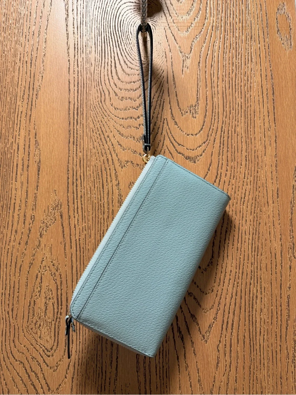 Kate Spade Light Blue Pebbled Leather Zip Around Wristlet Wallet